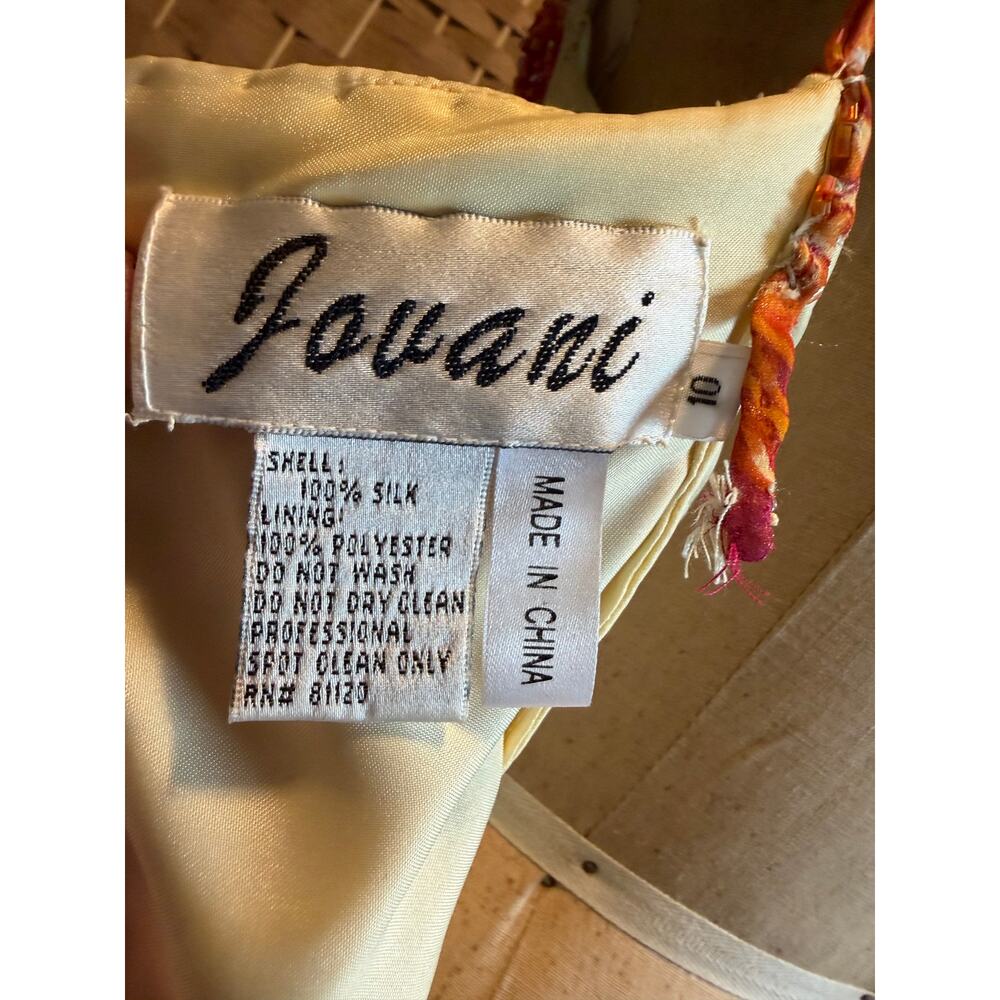 Jovani Y2K 100% Silk Beaded Evening Gown Size 10 Orange Pink Maxi - Picture 7 of 11